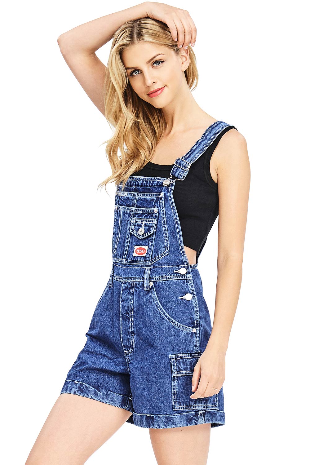 Revolt Women's Juniors Classic Twill Short Overalls - Picture 11 of 17