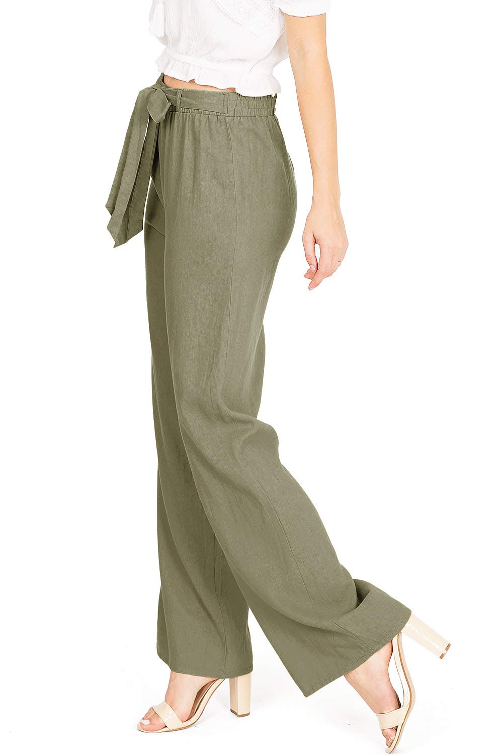 Ambiance Women's Juniors Wide Leg Spring Linen Pants (Olive, Small) -  Walmart.com