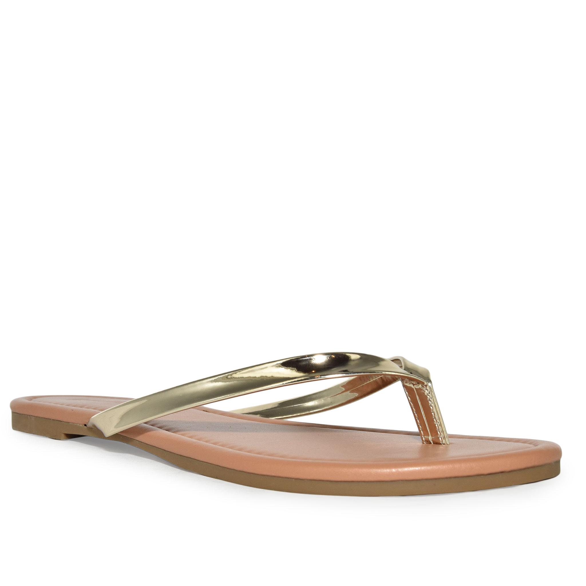 Wild Diva Classic Faux Patent Strap Leather Almond Toe Flip Flop Thong