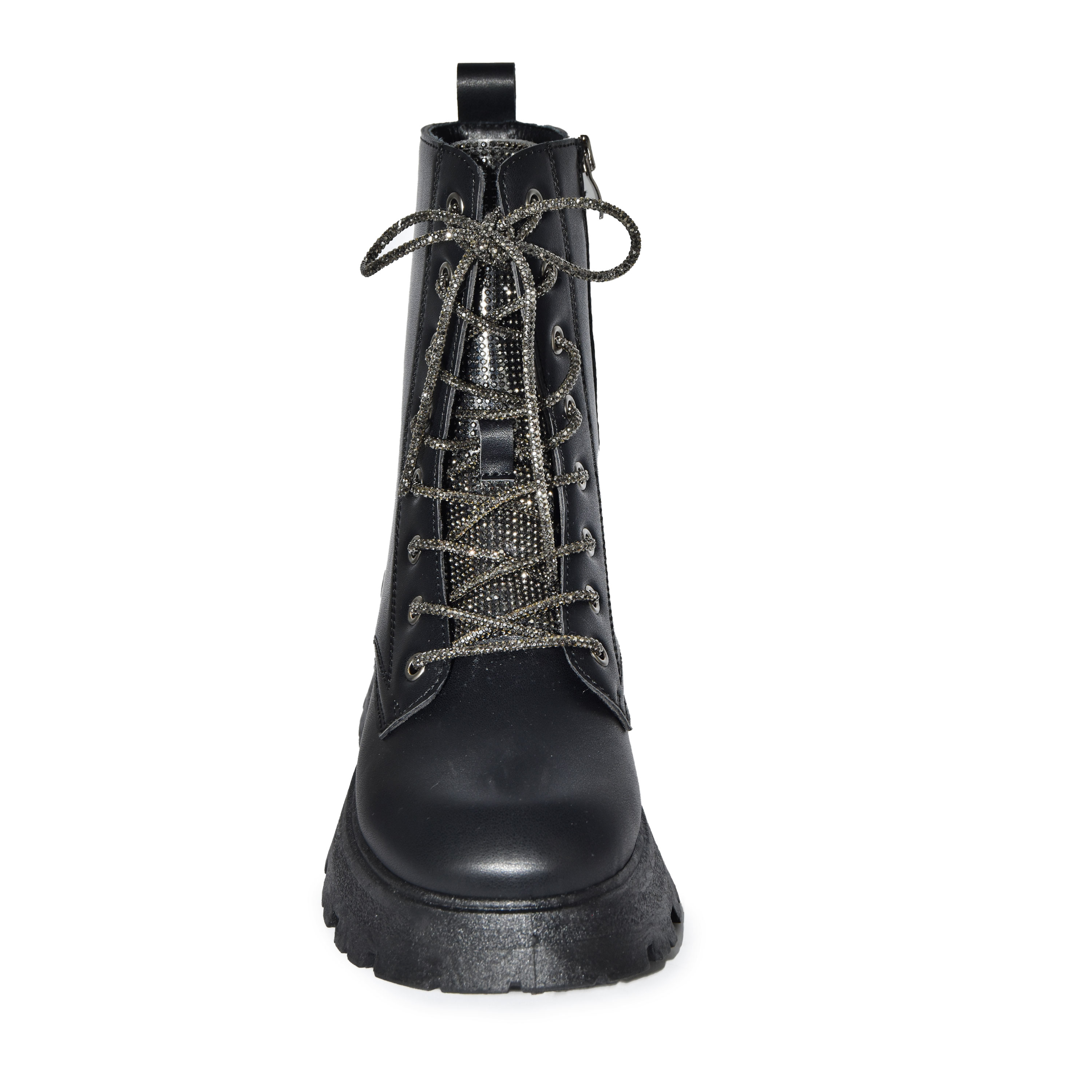 Wild Diva Rhinestone Embellished Laceup Military Lugsole Combat Boots - Picture 10 of 12