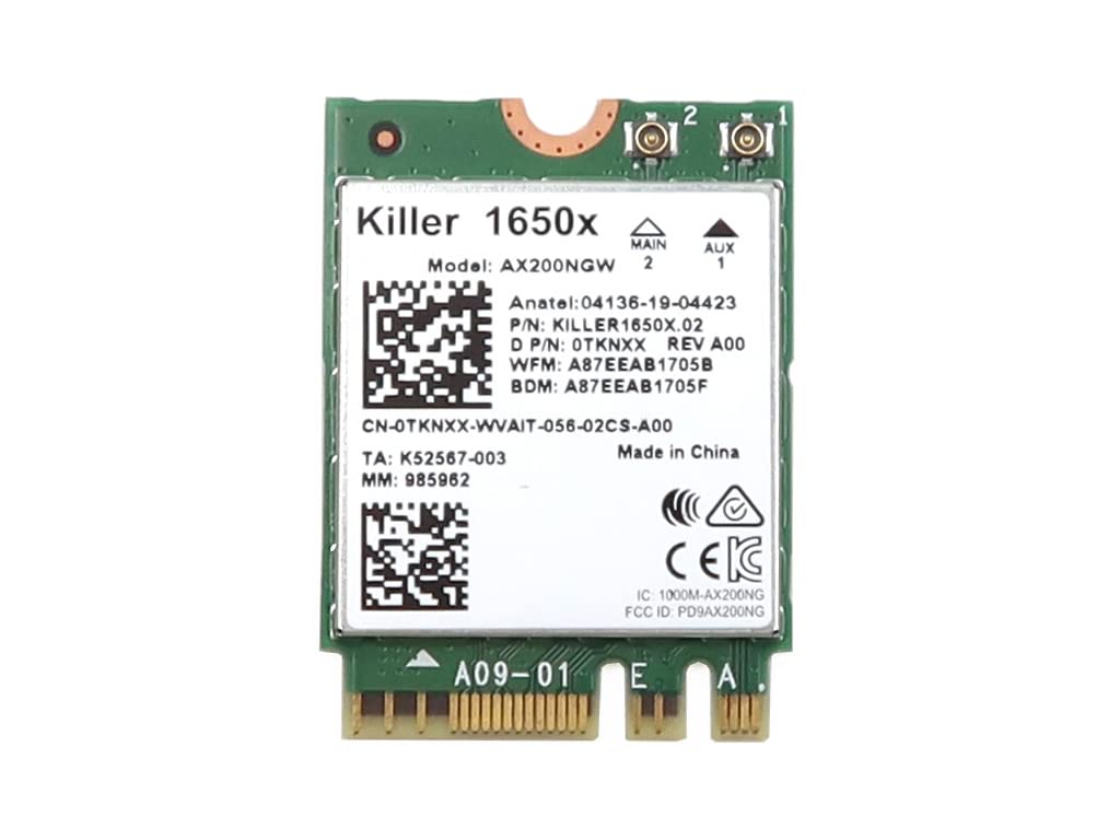 Killer Wi-Fi 6 AX1650 1650X AX200NGW 2.4Gbps Dual Band Compatibile Bluetooth 5.1 - Foto 1 di 1