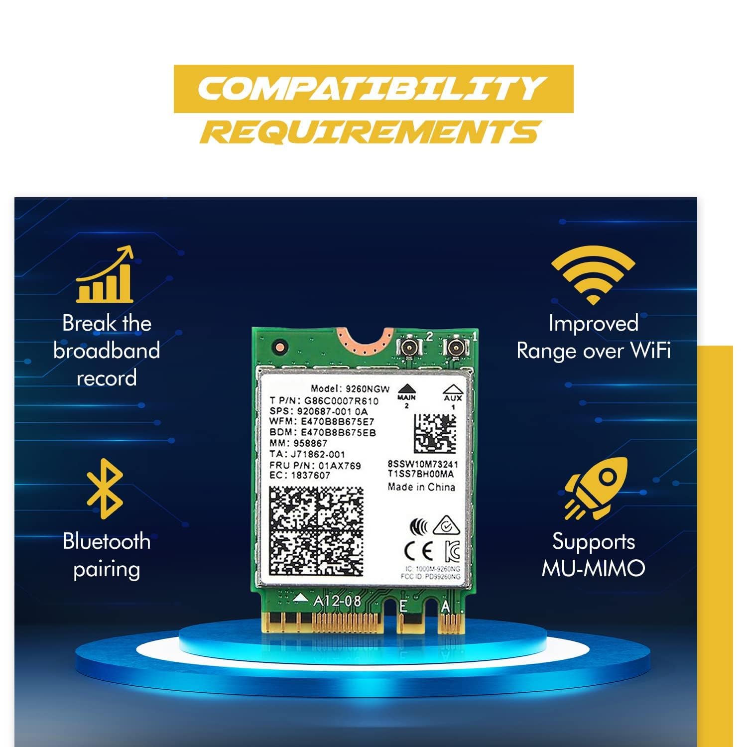 AC9260 Kit Wi-Fi Desktop | PCIe x4 | 1,73 Gbps | Supporto Bluetooth 5.1 | Wi-Fi - Foto 4 di 8