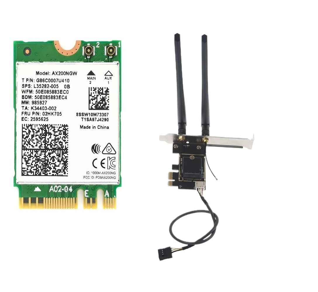 AX200 Desktop Wi-Fi Kit | 2.4 Gbps | Supporto Bluetooth 5.2 | PCIe x4 | Wi-Fi 6 - Foto 1 di 8