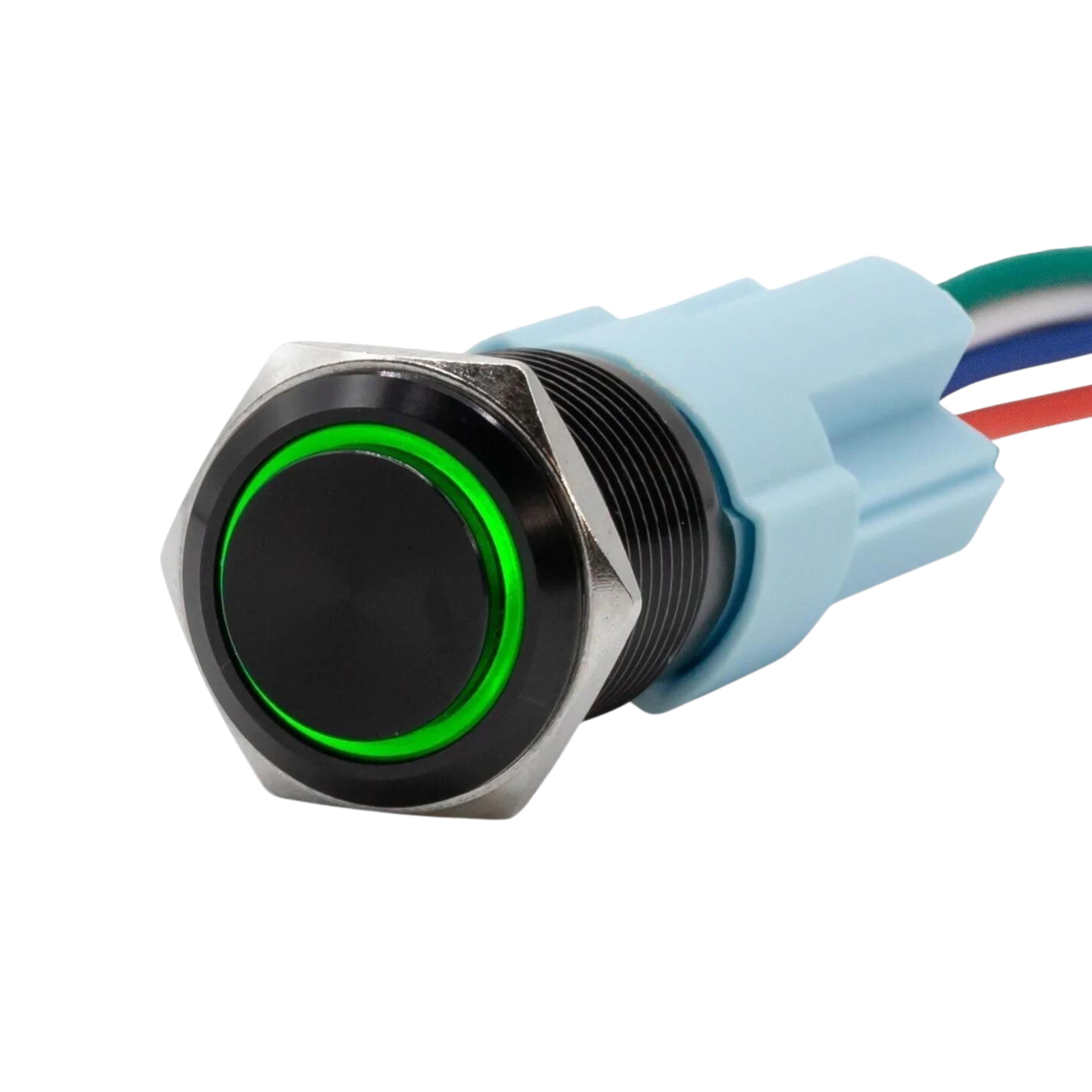 Sparked Innovation12V black ring light SPDT latching push-button switch - Picture 2 of 6