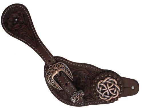 Showman Ladies Argentina Cow Leather Spur Straps w/ Celtic Knot Conchos - Picture 2 of 5