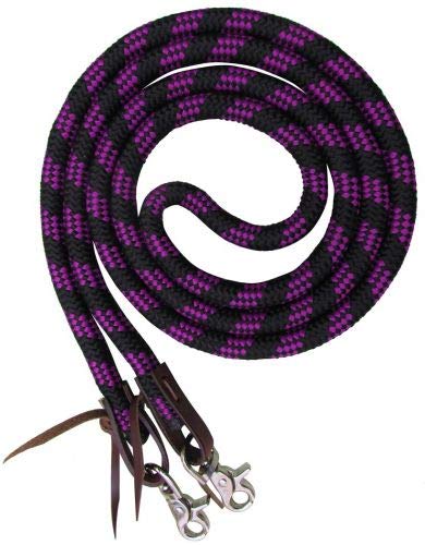 Showman 8' Braided Nylon Barrel Reins w/ Scissor Snap Ends - Picture 5 of 6