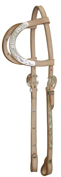 Showman Leather Double Ear Headstall w/ Engraved Silver