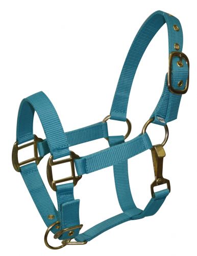 Ponygröße verstellbarer dreilagiger Nylonneckholder mit Messingbeschlägen - Bild 9 von 9