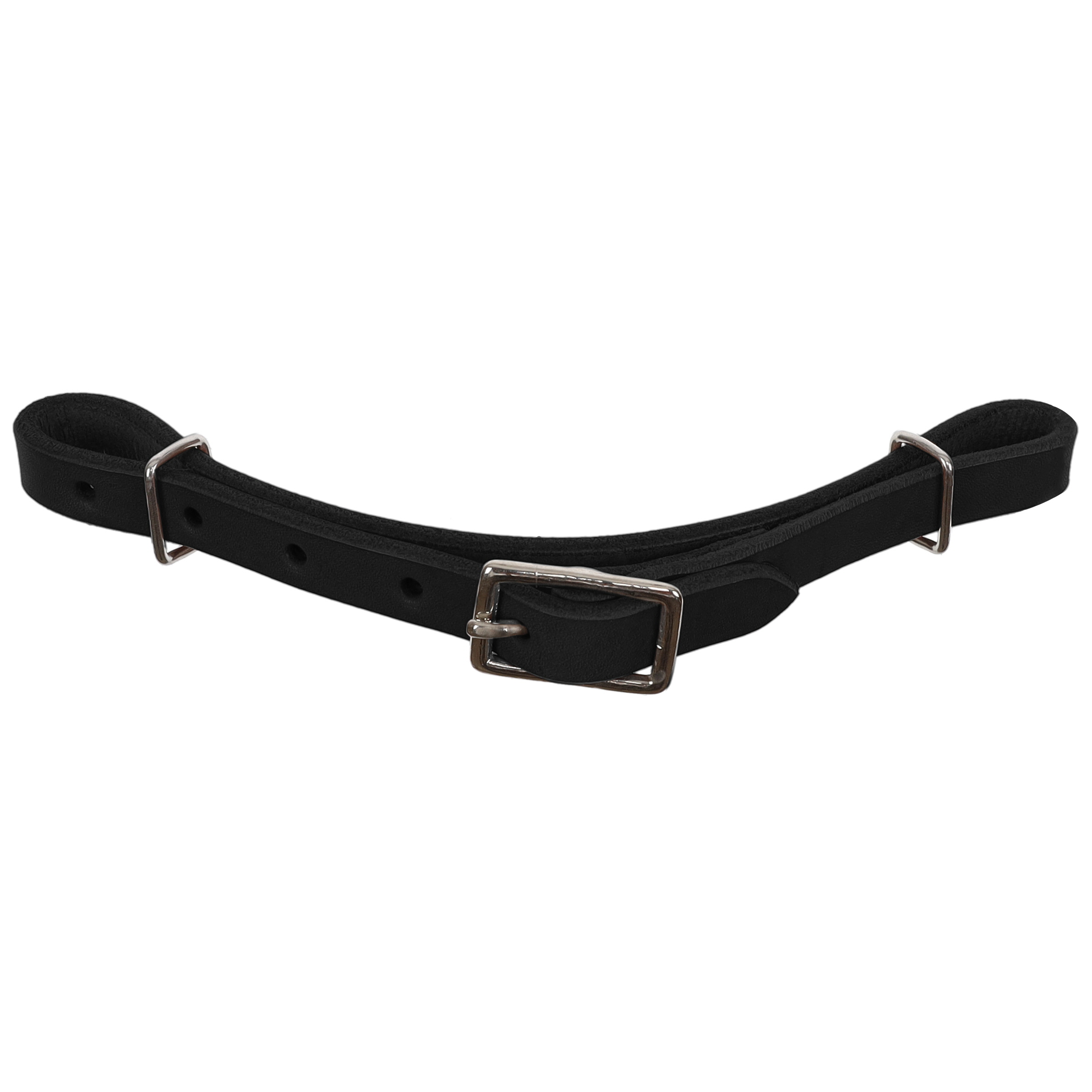 Showman Adjustable Oiled Leather Curb Strap - Picture 3 of 5