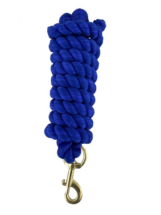 8' Braided Cotton Lead Rope w/ Brass Plated Snap - Picture 4 of 8