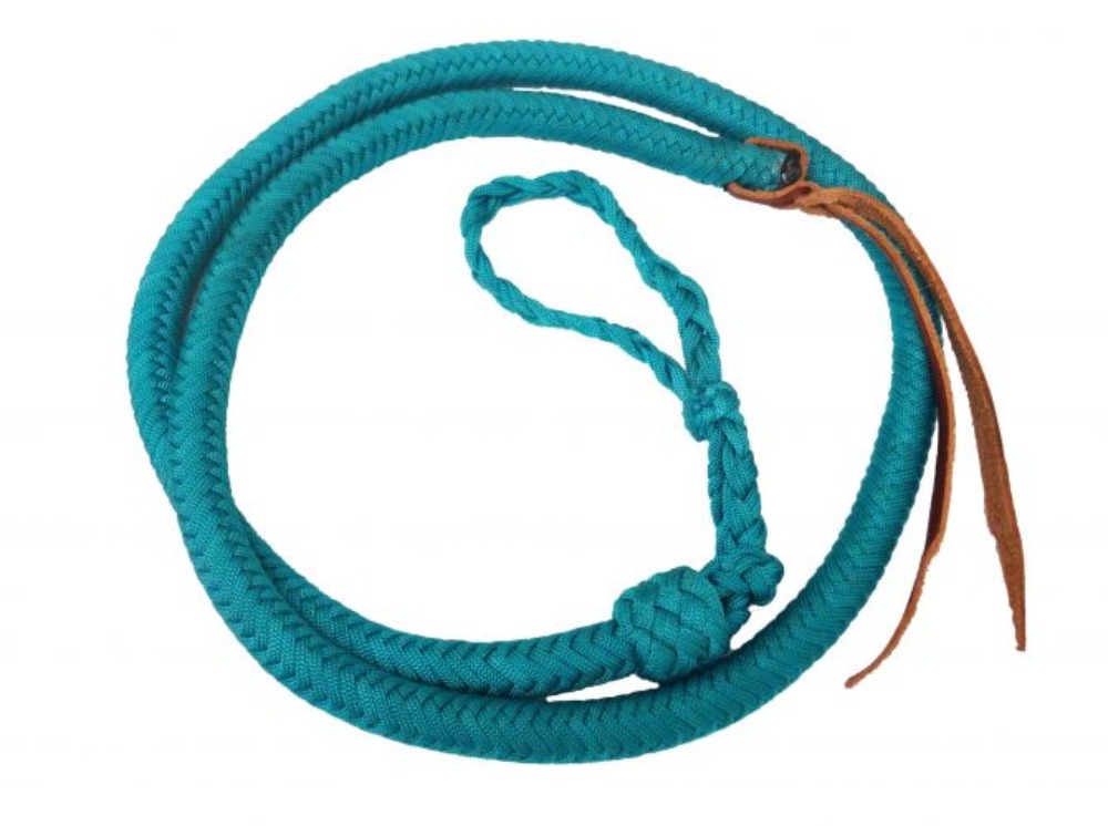 Showman 4 1/2' Braided Nylon Over & Under Whip w/ Leather Popper - Picture 9 of 10