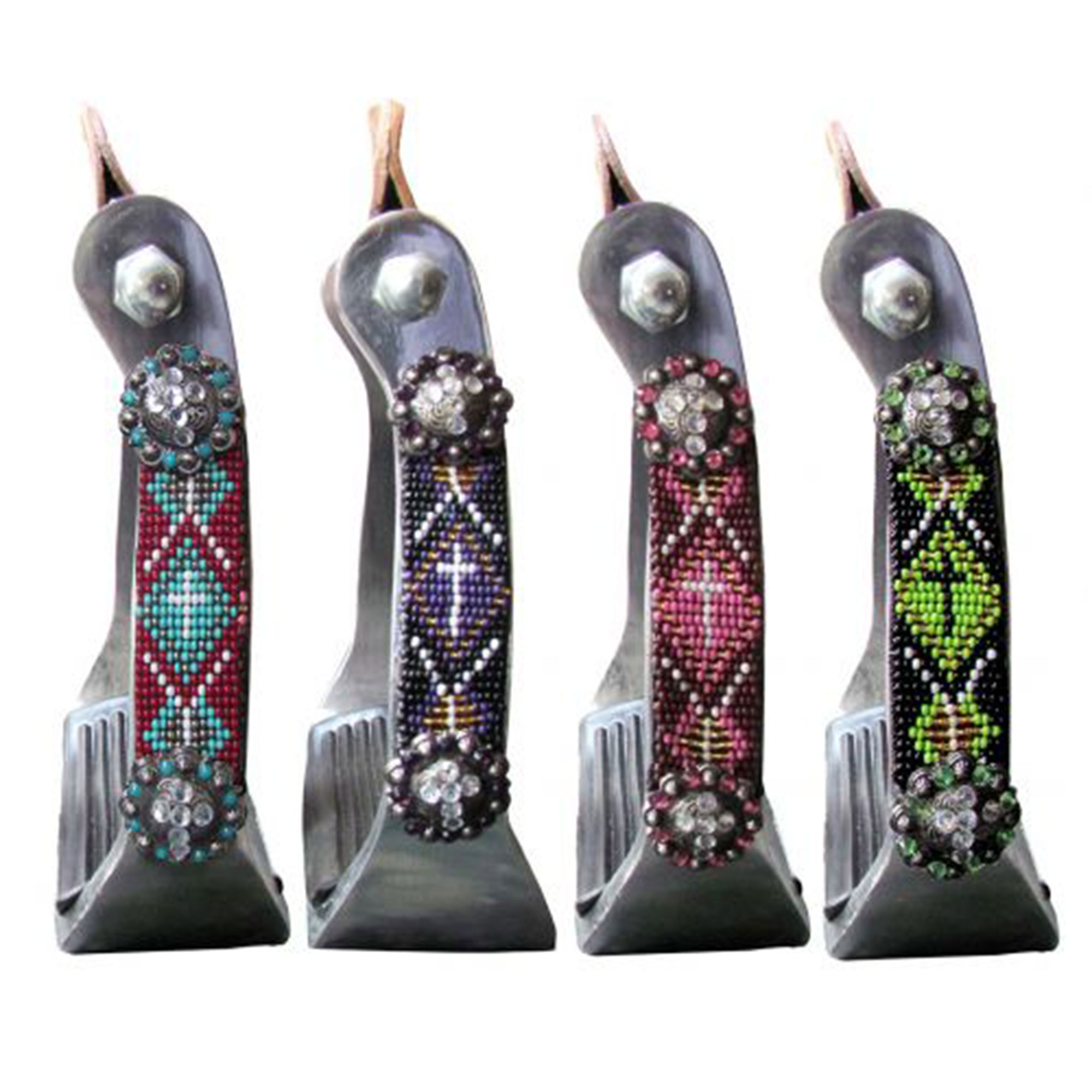 Showman Polished Aluminum Stirrups w/ Beaded Accents - Picture 4 of 7