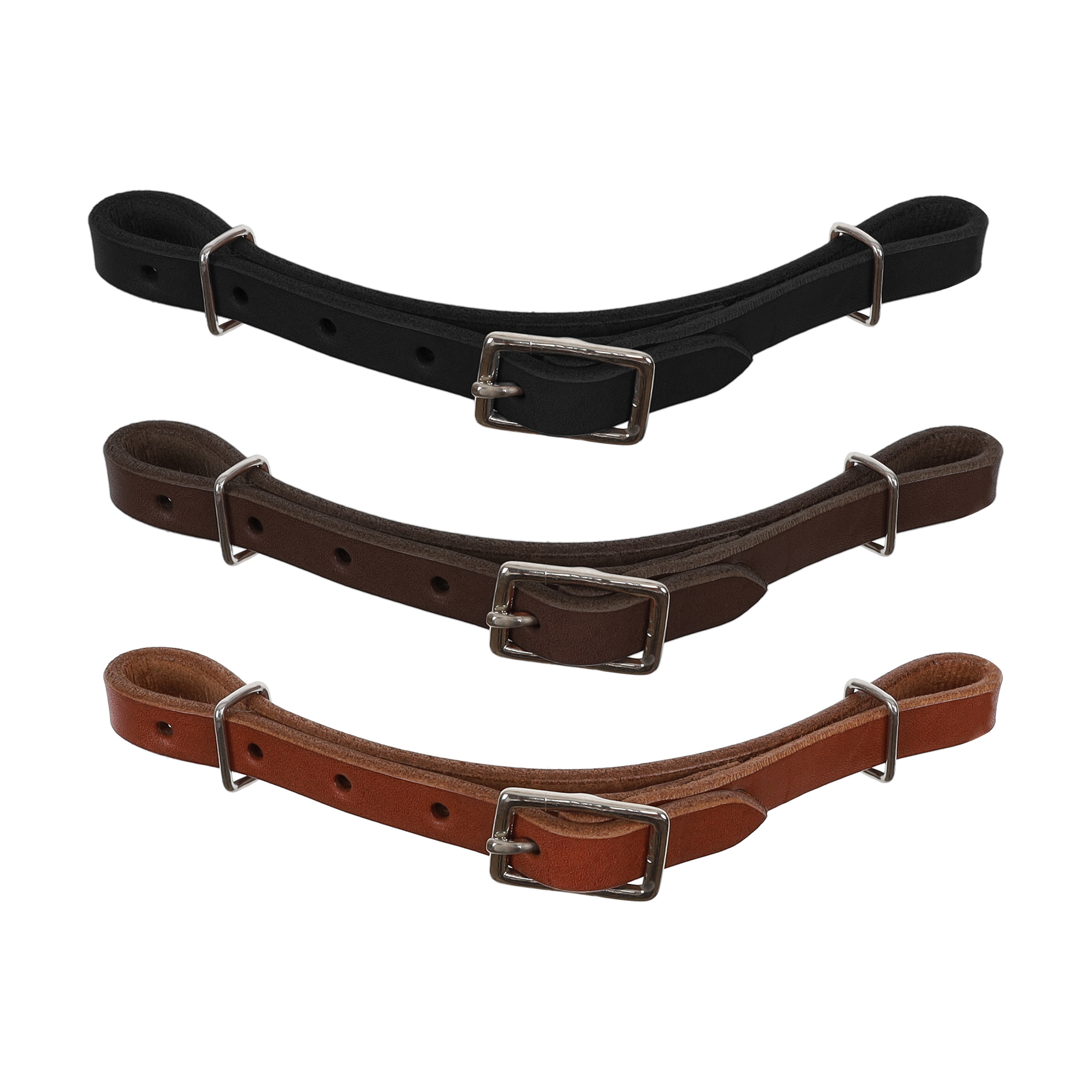 Showman Adjustable Oiled Leather Curb Strap - Picture 2 of 5