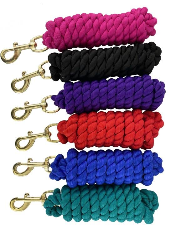 8' Braided Cotton Lead Rope w/ Brass Plated Snap - Picture 2 of 8