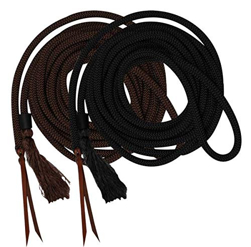 Showman 23' Round Braided Nylon Mecate Reins w/ Leather Ends