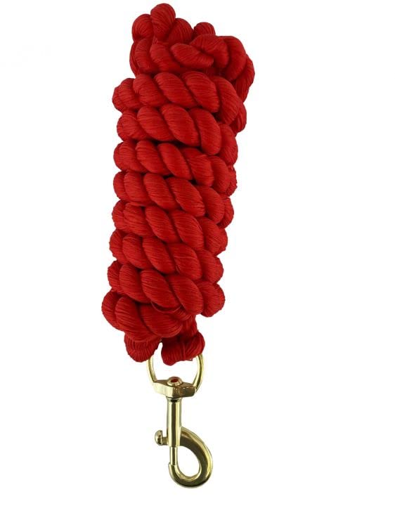 8' Braided Cotton Lead Rope w/ Brass Plated Snap - Picture 7 of 8