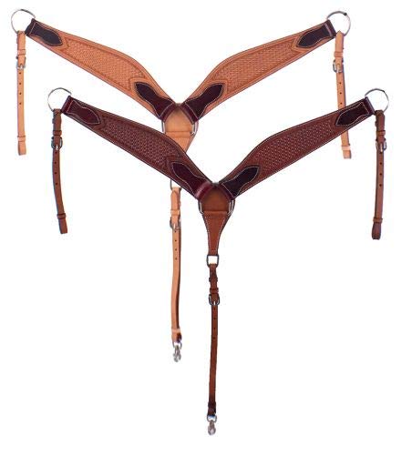 Showman Barbwire Tooled Tripping Collar - Dark Argentina Cow Leather Horse Collar