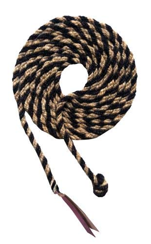Showman 23’ Horse Hair Mecate Reins – Tan & Black, W/ Leather Popper, MPN 176395
