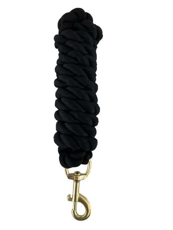8' Braided Cotton Lead Rope w/ Brass Plated Snap - Picture 3 of 8