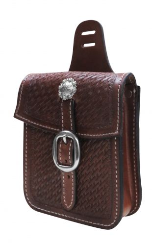 Showman Basketweave Tooled Saddle Pocket - Picture 4 of 4