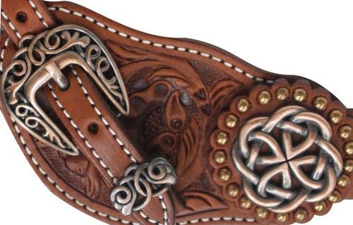 Showman Ladies Argentina Cow Leather Spur Straps w/ Celtic Knot Conchos - Picture 5 of 5