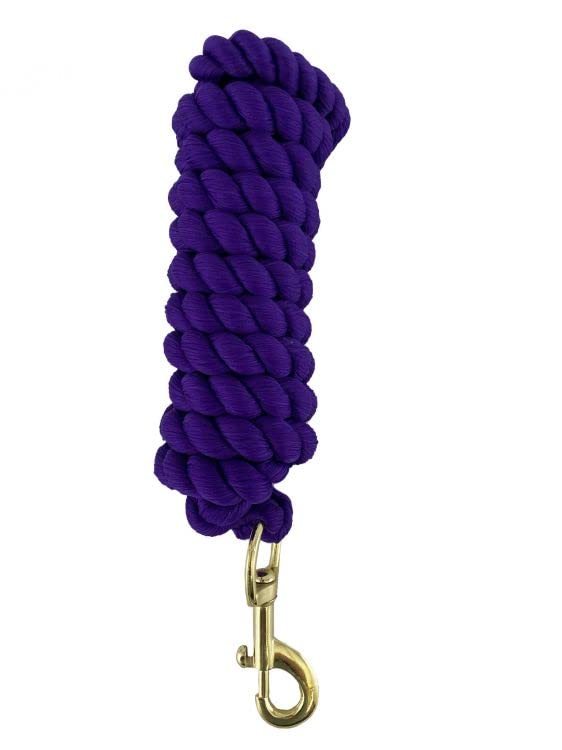 8' Braided Cotton Lead Rope w/ Brass Plated Snap - Picture 6 of 8