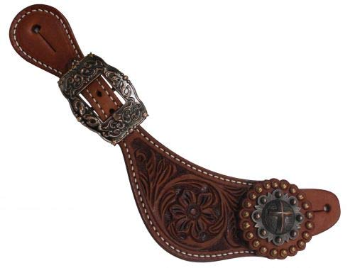 Showman Damen Argentinien Rindsleder erhöht Kreuz Concho Spornriemen - Bild 4 von 5