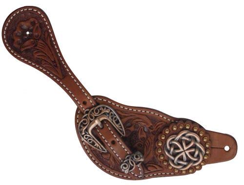 Showman Ladies Argentina Cow Leather Spur Straps w/ Celtic Knot Conchos - Picture 4 of 5