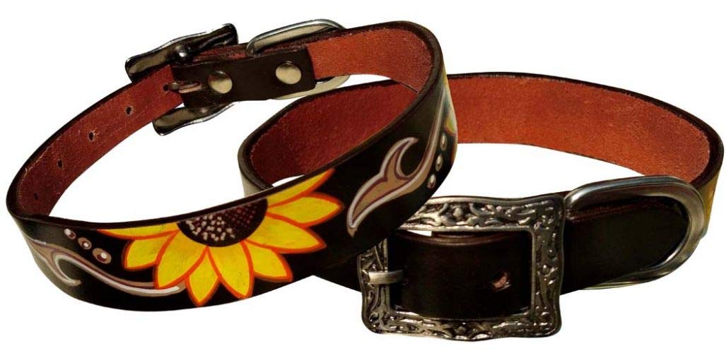 Showman Couture Sonnenblumen-Overlay Leder Hundehalsband - Bild 2 von 4