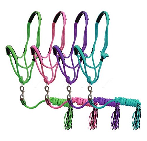 Showman PONY Braided Nylon Cowboy Knot Rope Halter w/ Lead - Picture 2 of 6