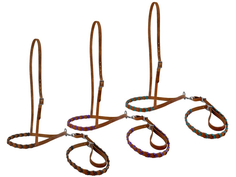 Showman Argentina Leather Braided Noseband Tie Down - Picture 2 of 5