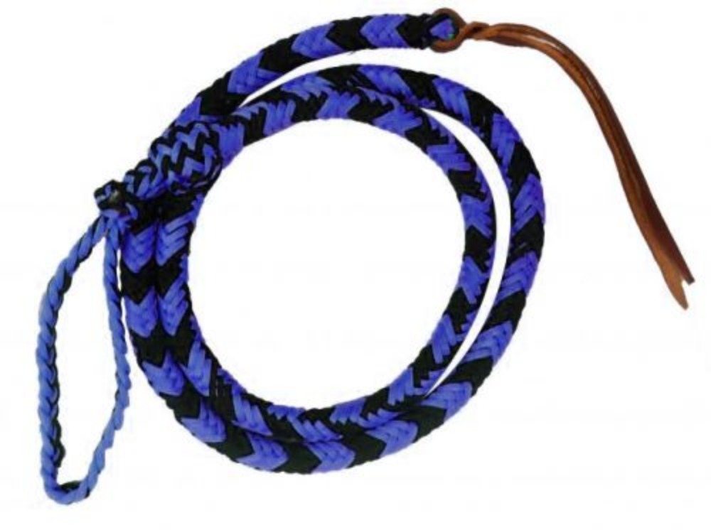 Showman 4 1/2' Braided Nylon Over & Under Whip w/ Leather Popper - Picture 8 of 10