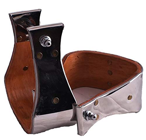 HILASON 3in Brass Bound Wood Bell Stirrups 3IN