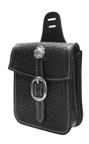 Showman Basketweave Tooled Saddle Pocket - Picture 2 of 4