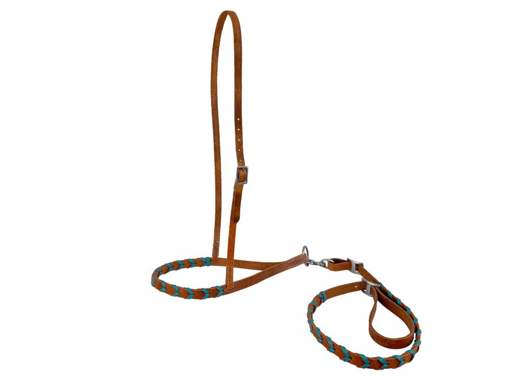 Showman Argentina Leather Braided Noseband Tie Down - Picture 5 of 5