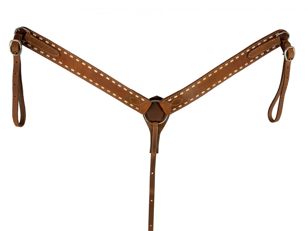 Showman Argentina Cow Leather Buckstitch Breast Collar - Picture 4 of 4
