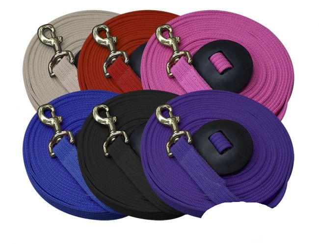 Showman 25' Flat Cotton Web Lunge Line w/ Brass Snap - Picture 2 of 8