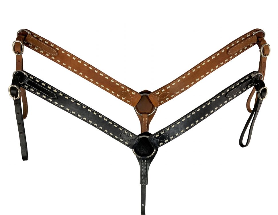 Showman Argentina Cow Leather Buckstitch Breast Collar - Picture 3 of 4