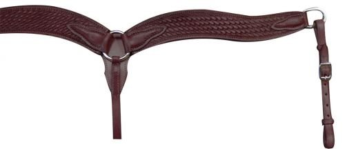 Showman 2" Wide Leather Contoured Breast Collar w/ Basketweave Tooling - Picture 3 of 5