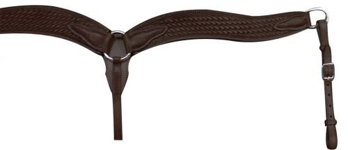 Showman 2" Wide Leather Contoured Breast Collar w/ Basketweave Tooling - Picture 4 of 5
