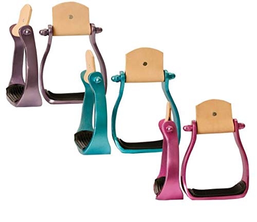 Staffe western leggere in alluminio rivestite a colori Showman con battistrada in gomma - Foto 2 di 5
