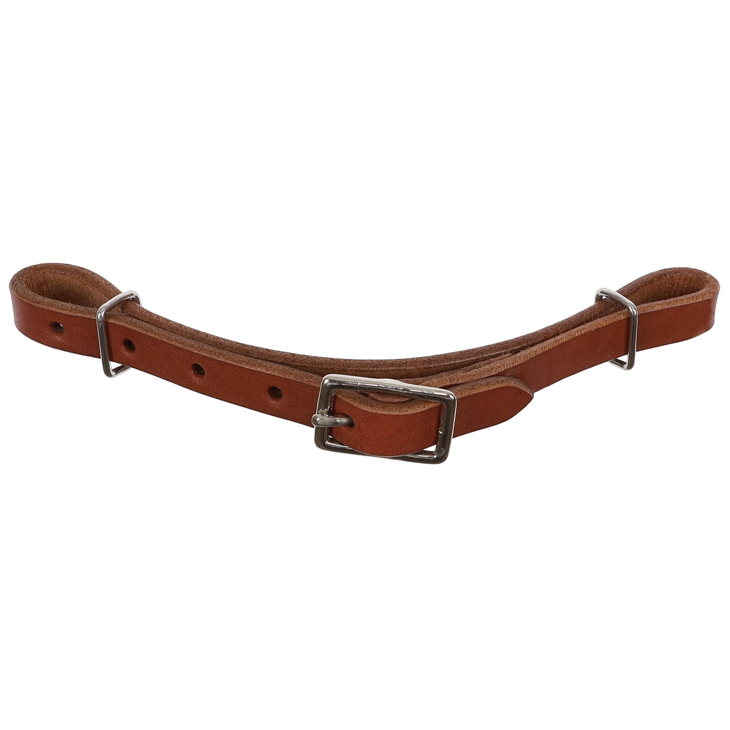 Showman Adjustable Oiled Leather Curb Strap - Picture 4 of 5