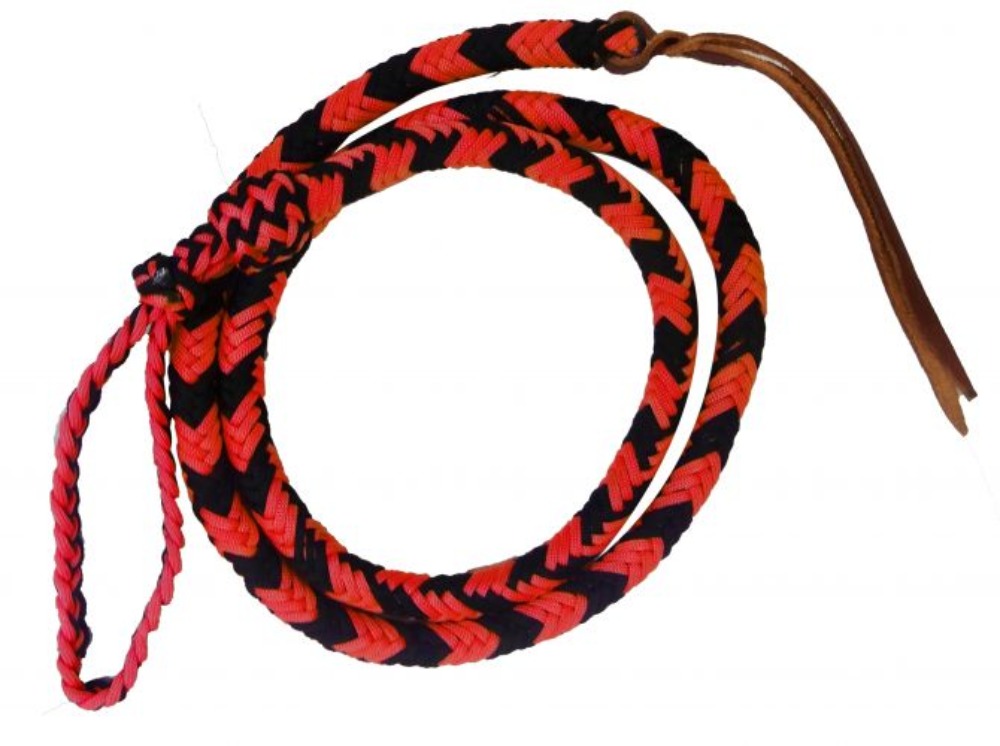 Showman 4 1/2' Braided Nylon Over & Under Whip w/ Leather Popper - Picture 7 of 10