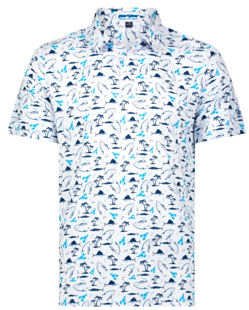 White Water Burgee Print Polo Breathable Short Sleeve Shirt