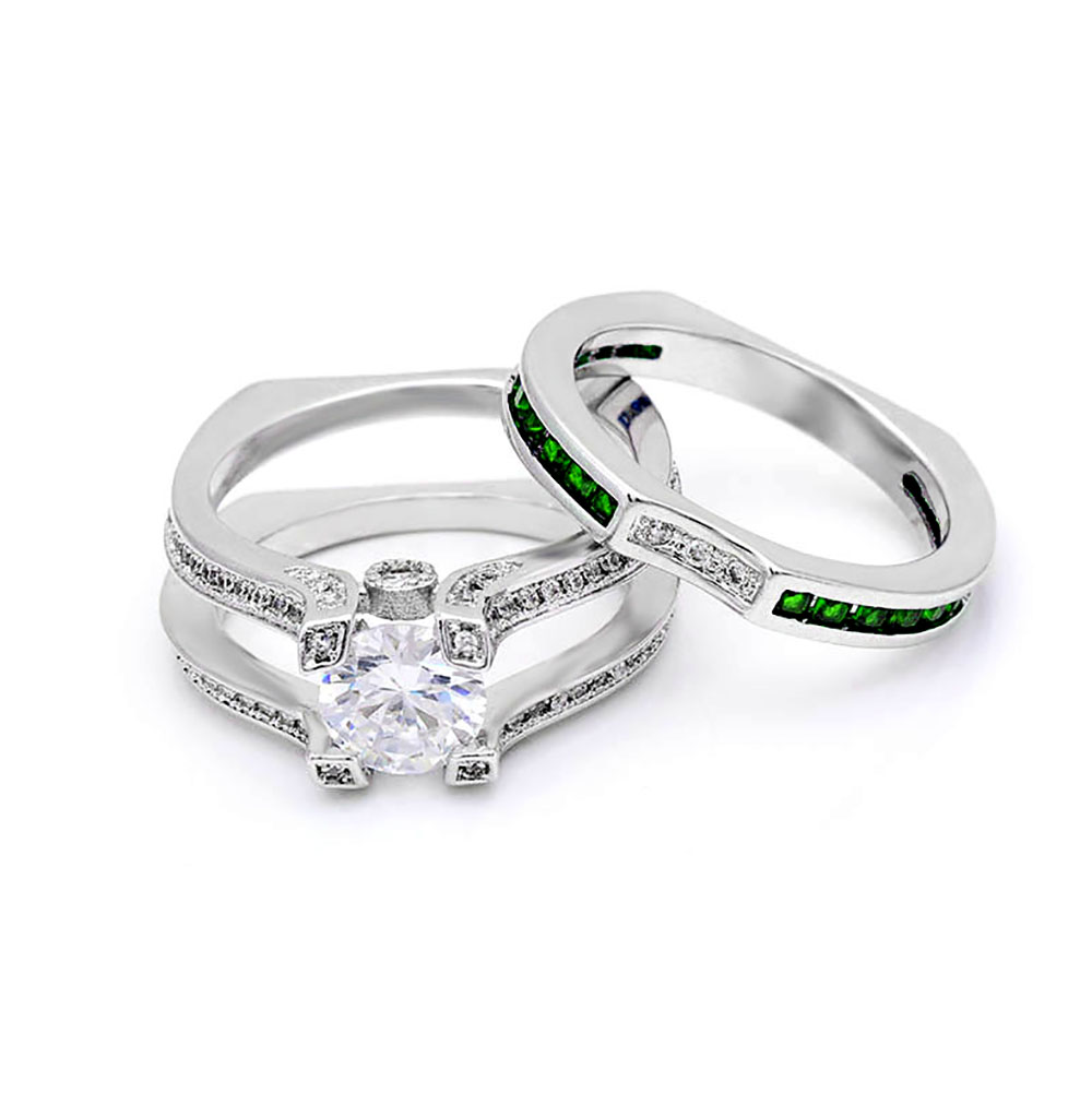 Skylar Bridal Set Band Inserts Engagement Ring Cz Womens Ginger Lyne Collection