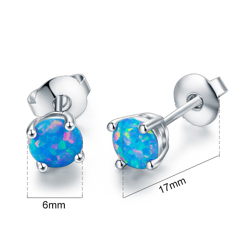 White Created Fire Opal Stud Earrings Wgold Plated Womens Ginger Lyne Collection