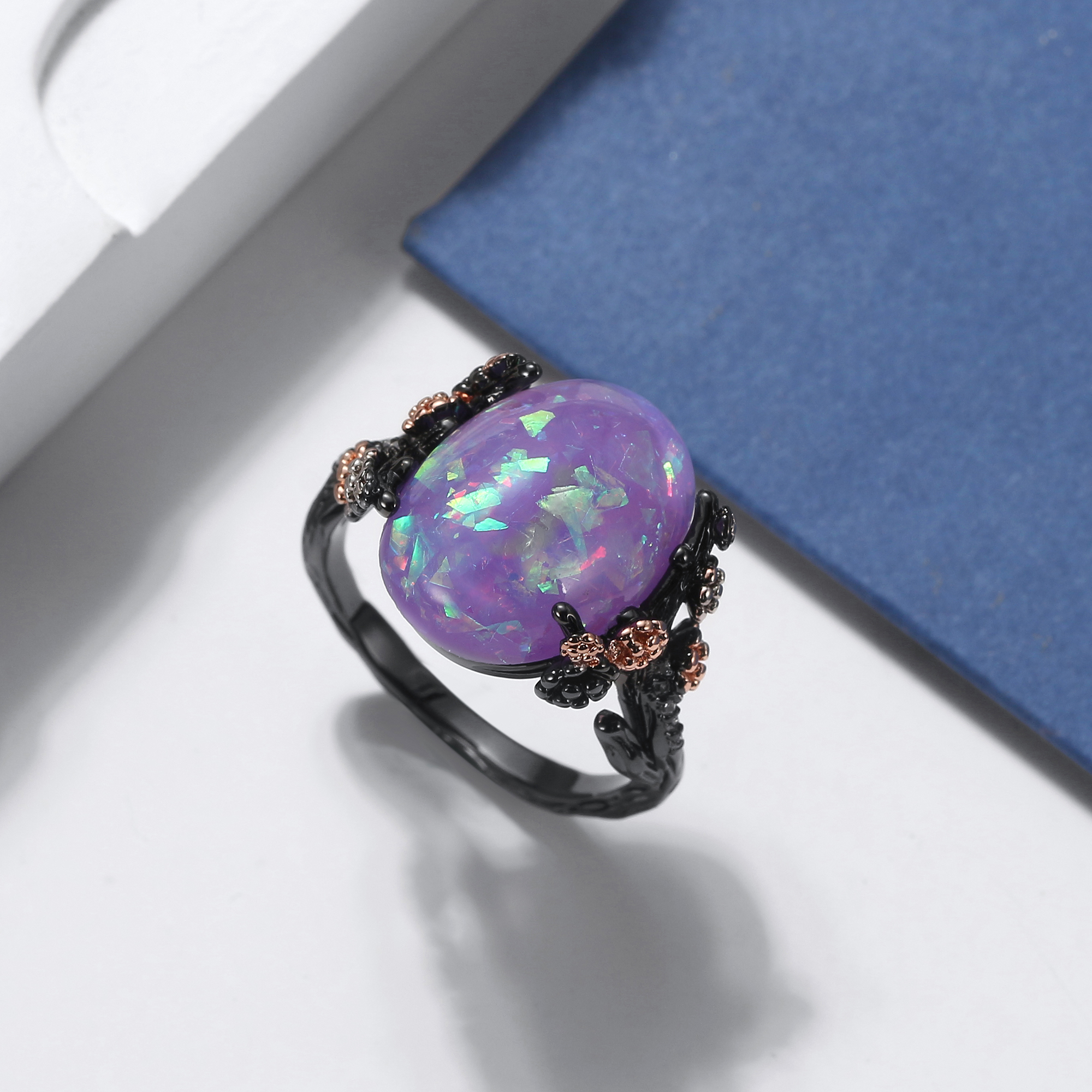Henrietta Fire Opal Engagement Ring for Women Promise Ginger Lyne Collection - Picture 17 of 25