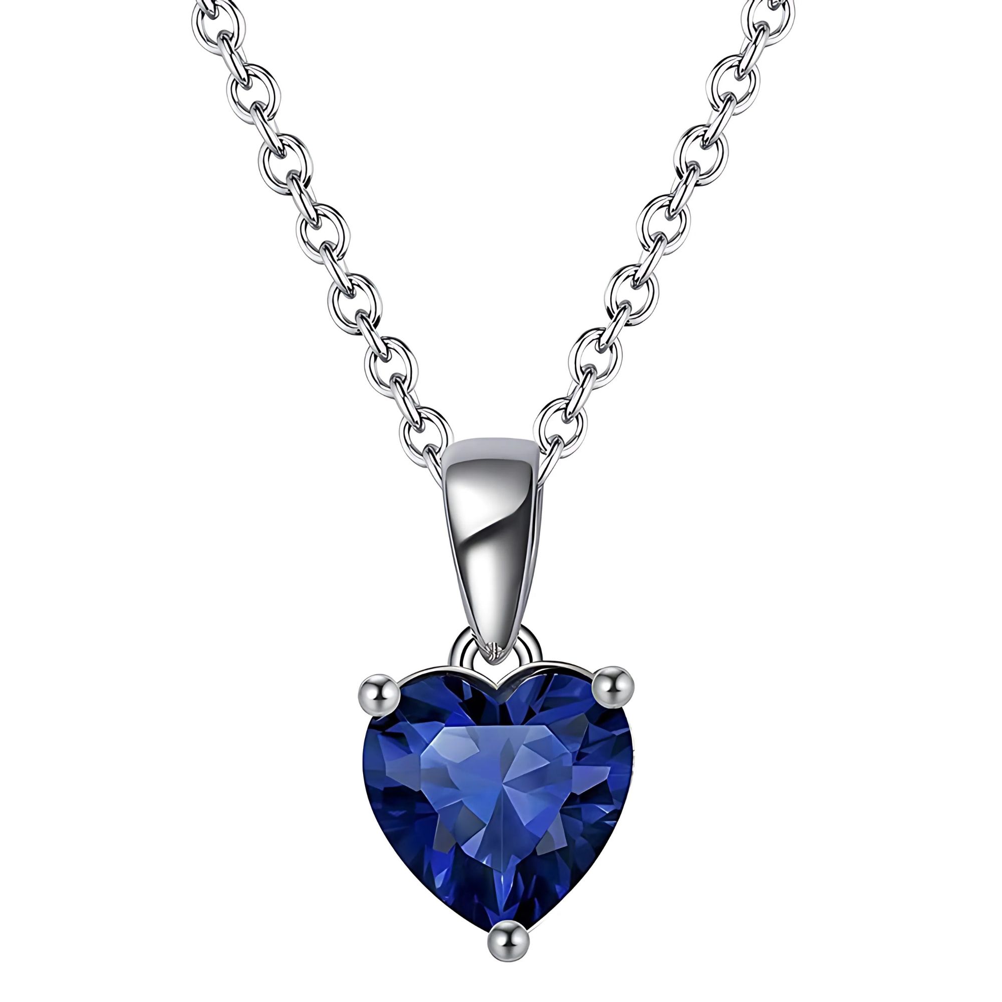 Birthstone Heart Necklace for Women Solitaire Cz Sterling Silver Ginger Lyne - Picture 9 of 19