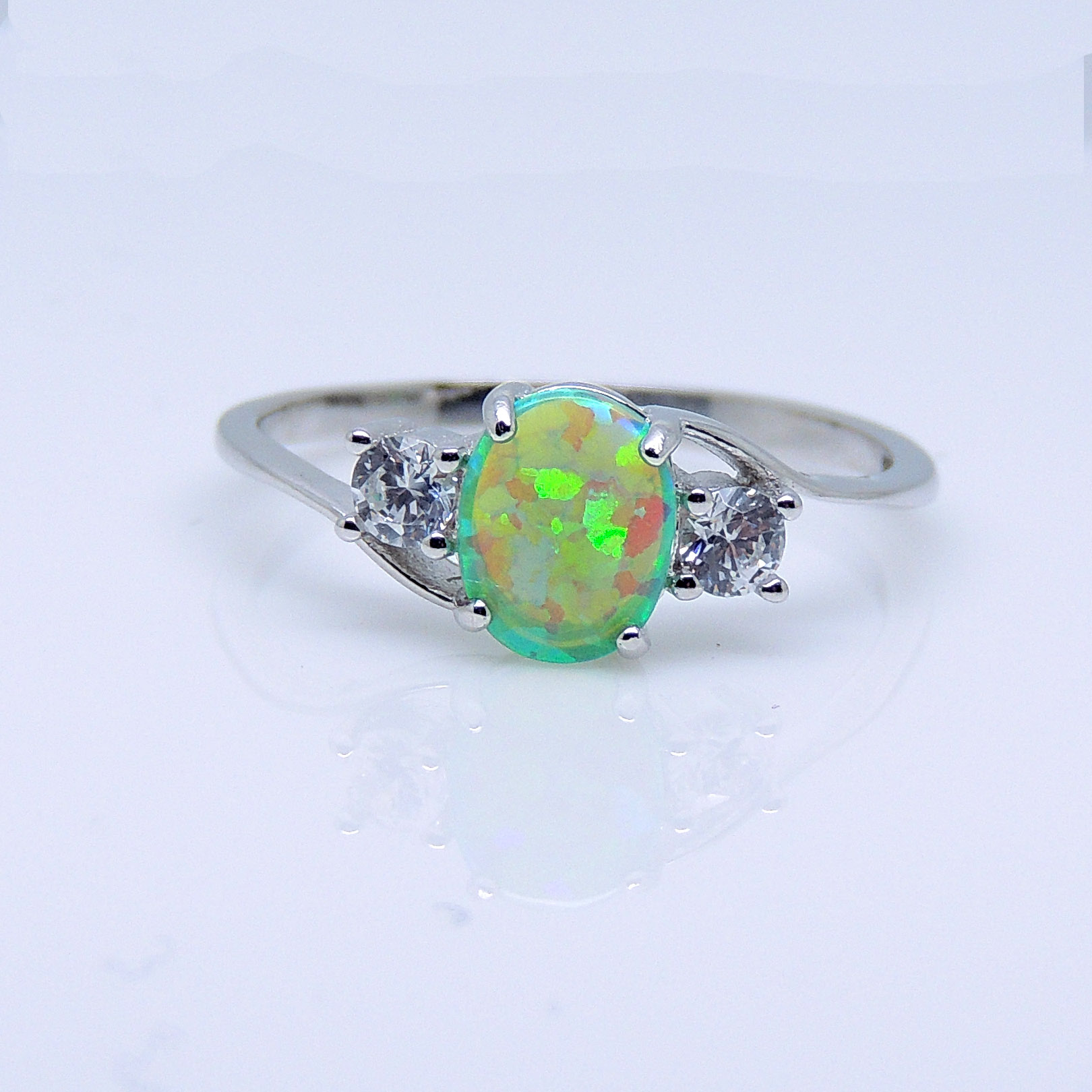 Addy Purple Opal Ring Sterling Silver Women Engagement Ginger Lyne Collection