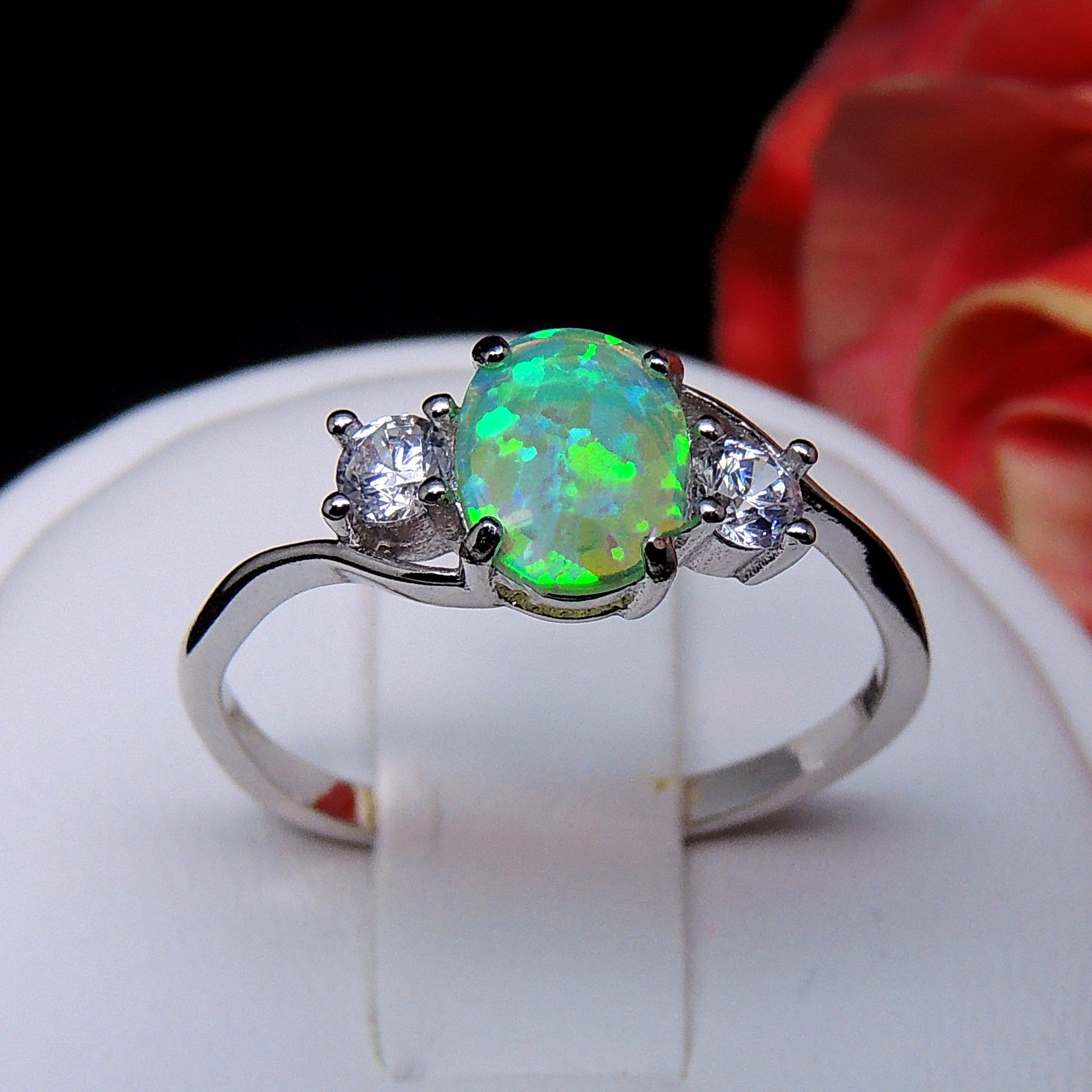 Addy Purple Opal Ring Sterling Silver Women Engagement Ginger Lyne Collection